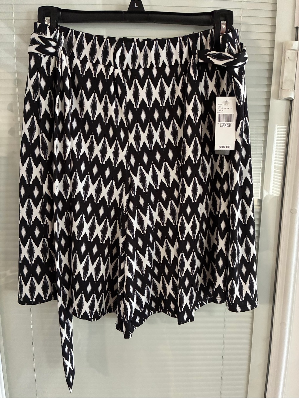 new directions Black & White Geo Print Circle Skirt with Tie